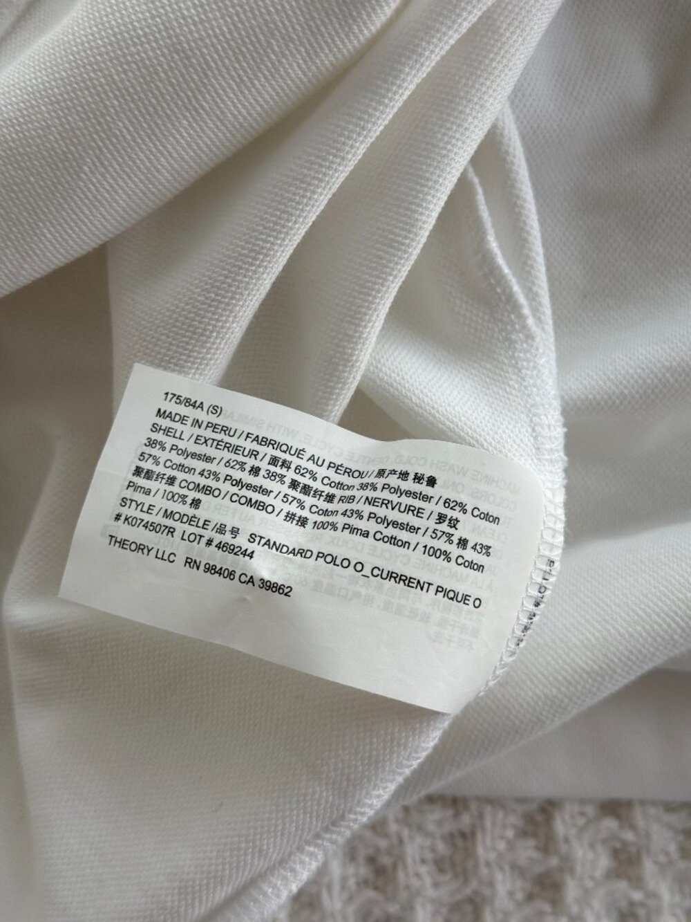 Theory - Men's Polo Shirt Size Small in White - Picture 8 of 8